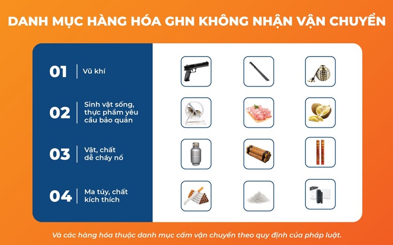 Các mặt hàng có khối lượng và kích thước lớn: tranh treo tường, nồi nấu phở, hộp đèn quảng cáo…